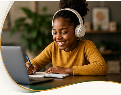 Student enjoying a virtual tutoring session